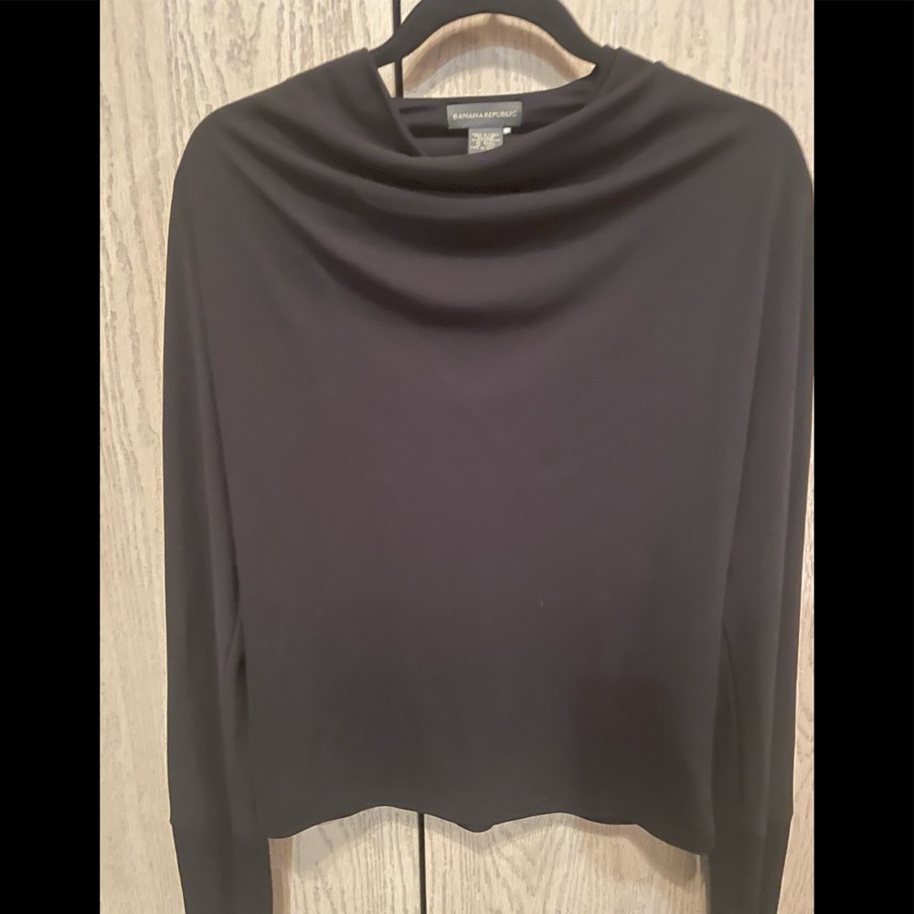 Women’s Banana Republic Polyester Black Cowl Neck Black Shirt Size Large L